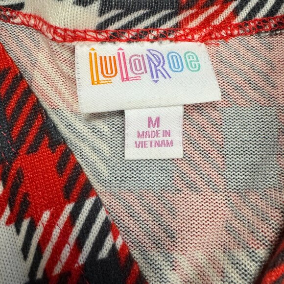 LuLaRoe Caroline Cardigan NEW Red Grey White Plaid size M - Picture 3 of 10